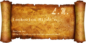 Leskovics Milán névjegykártya
