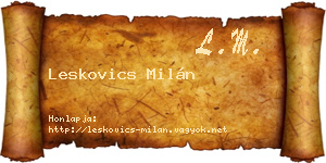 Leskovics Milán névjegykártya