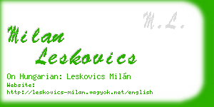 milan leskovics business card